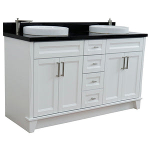 Bellaterra Shlomo - to Split White 61" Wood Double Vanity w/ Counter Top and Sink 400700-61D-WH-BGRD