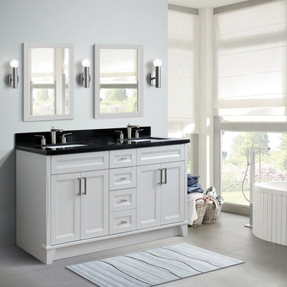 Bellaterra Shlomo - to Split White 61" Wood Double Vanity w/ Counter Top and Sink 400700-61D-WH-BGR