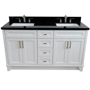 Bellaterra Shlomo - to Split White 61" Wood Double Vanity w/ Counter Top and Sink 400700-61D-WH-BGR