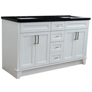 Bellaterra Shlomo - to Split White 61" Wood Double Vanity w/ Counter Top and Sink 400700-61D-WH-BGR