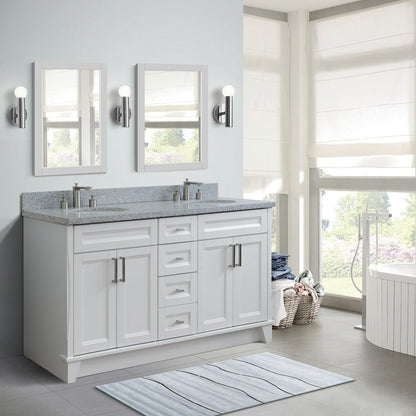 Bellaterra Shlomo - to Split White 61" Wood Double Vanity w/ Counter Top and Sink 400700-61D-WH-GYO