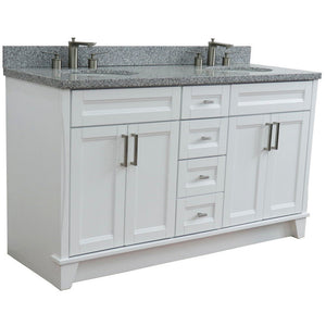 Bellaterra Shlomo - to Split White 61" Wood Double Vanity w/ Counter Top and Sink 400700-61D-WH-GYO
