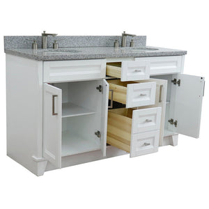 Bellaterra Shlomo - to Split White 61" Wood Double Vanity w/ Counter Top and Sink 400700-61D-WH-GYO