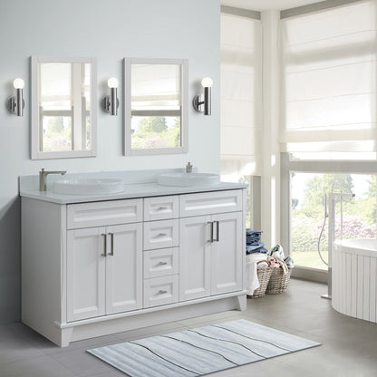 Bellaterra Terni White 61" Wood Double Vanity w/ Counter Top and Sink 400700-61D-WH