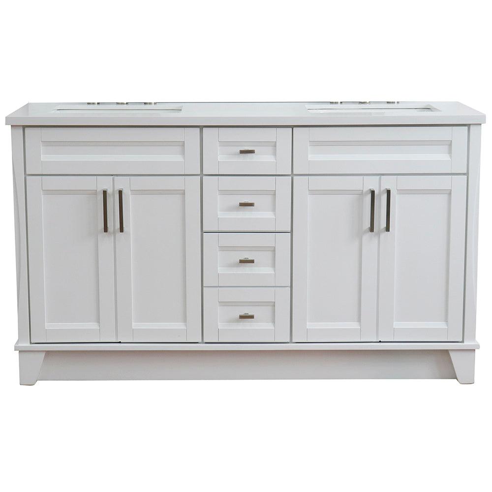Bellaterra Terni White 61" Wood Double Vanity w/ Counter Top and Sink 400700-61D-WH