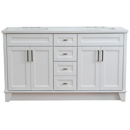 Bellaterra Terni White 61" Wood Double Vanity w/ Counter Top and Sink 400700-61D-WH