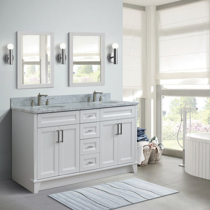 Bellaterra Terni White 61" Wood Double Vanity w/ Counter Top and Sink 400700-61D-WH