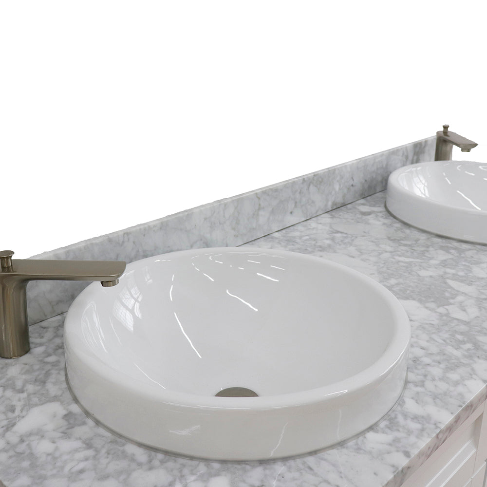 Bellaterra Terni White 61" Wood Double Vanity w/ Counter Top and Sink 400700-61D-WH