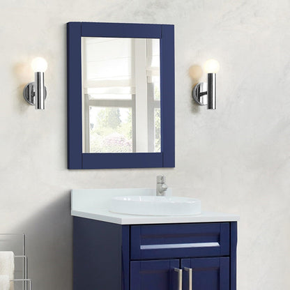 Bellaterra 24" Wood Frame Mirror in Blue 400700-M-24BU, Front