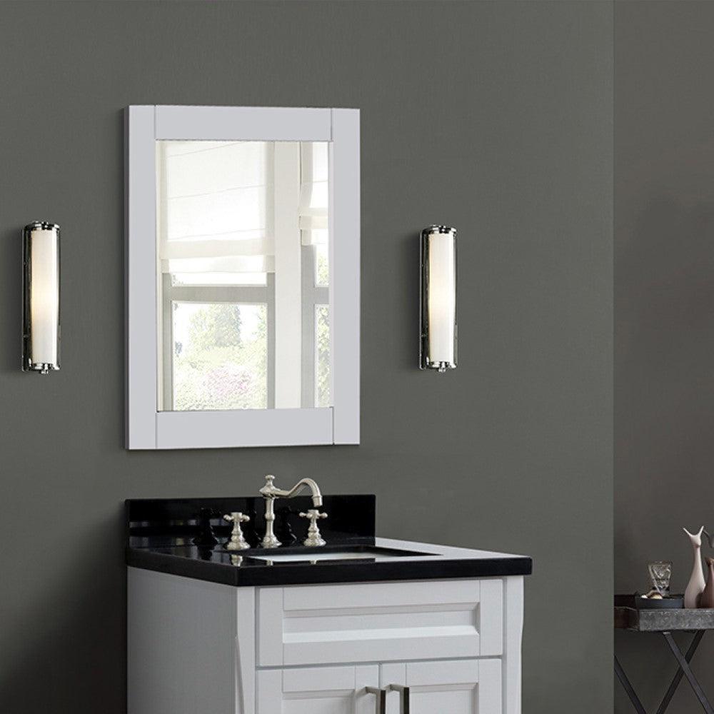 Bellaterra 24" Wood Frame Mirror in White 400700-M-24WH, Front