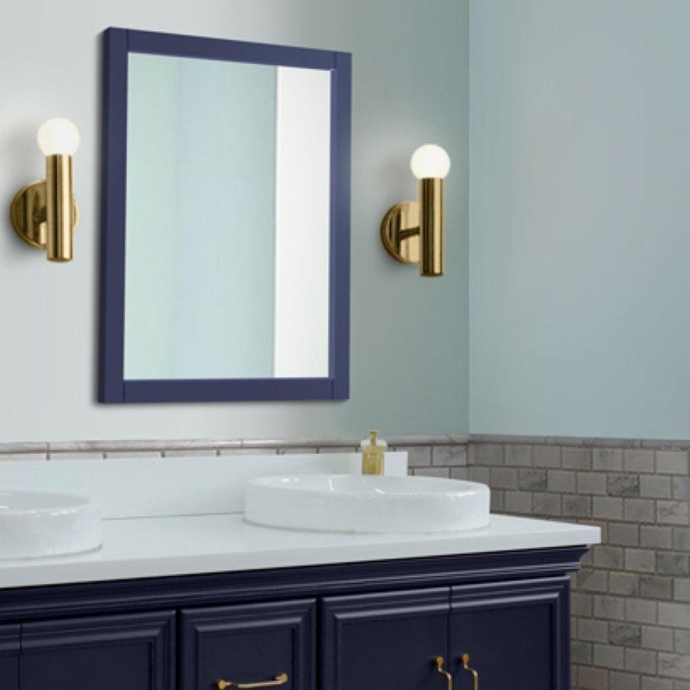 Bellaterra 24" Wood Frame Mirror in Blue 400800-24-M-BU, Sideview