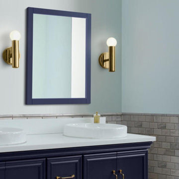 Bellaterra 24" Wood Frame Mirror in Blue 400800-24-M-BU, Sideview
