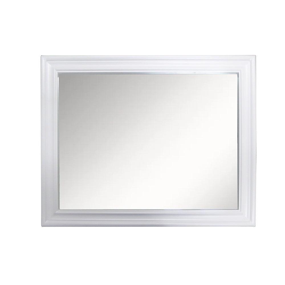 Bellaterra 24" Wood Frame Mirror in White 400800-24-M-WH, Front