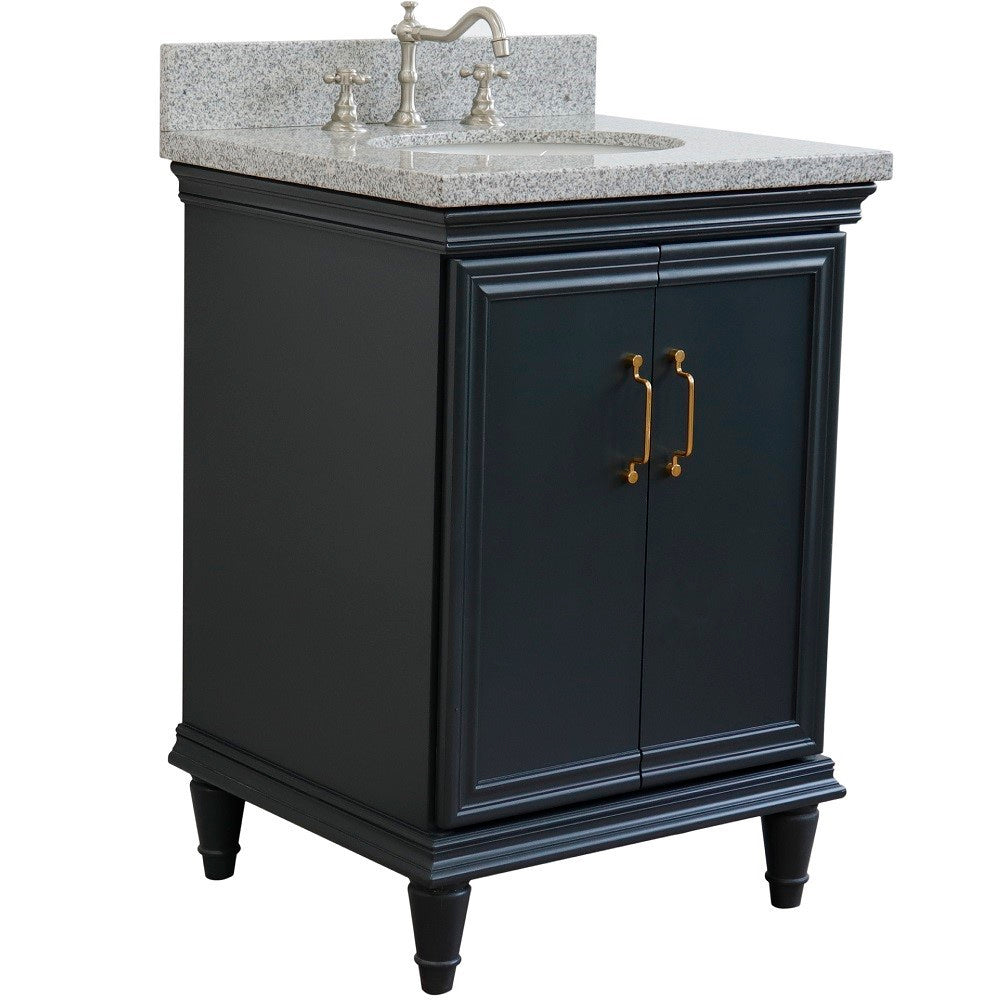 Bellaterra Forli 25" Wood Dark Gray Single Vanity, Gray Granite Counter Top, Oval Sink 400800-25-DG-GYO