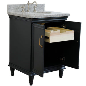Bellaterra Forli 25" Wood Dark Gray Single Vanity, Gray Granite Counter Top, Oval Sink 400800-25-DG-GYO