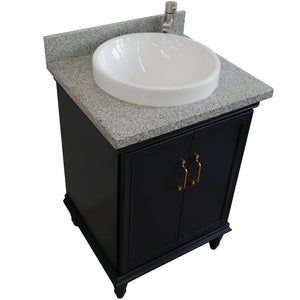 Bellaterra Forli 25" Wood Dark Gray Single Vanity, Gray Granite Counter Top, Round Sink 400800-25-DG-GYRD