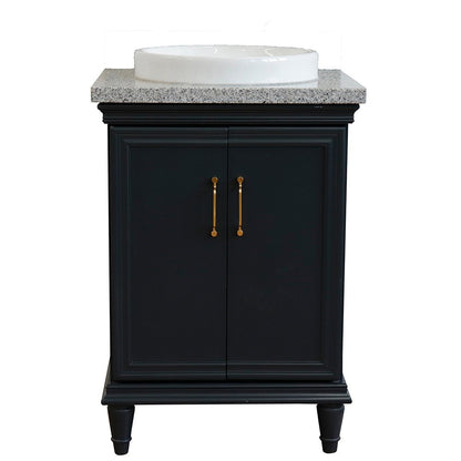 Bellaterra 25" Wood Single Vanity w/ Counter Top and Sink 400800-25-DG-GYRD (Dark Gray)