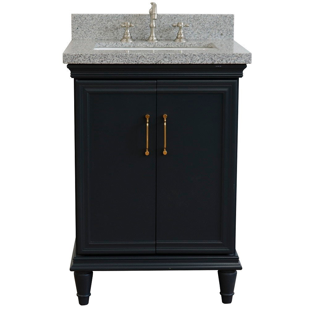 Bellaterra Forli 25" Wood Dark Gray Single Vanity, Gray Granite Counter Top, Rectangle Sink 400800-25-DG-GYR