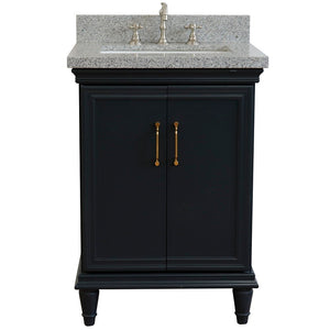 Bellaterra Forli 25" Wood Dark Gray Single Vanity, Gray Granite Counter Top, Rectangle Sink 400800-25-DG-GYR