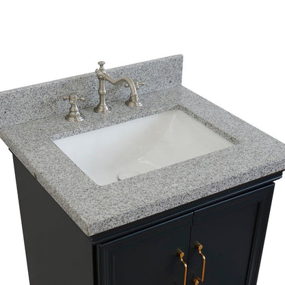 Bellaterra Forli 25" Wood Dark Gray Single Vanity, Gray Granite Counter Top, Rectangle Sink 400800-25-DG-GYR