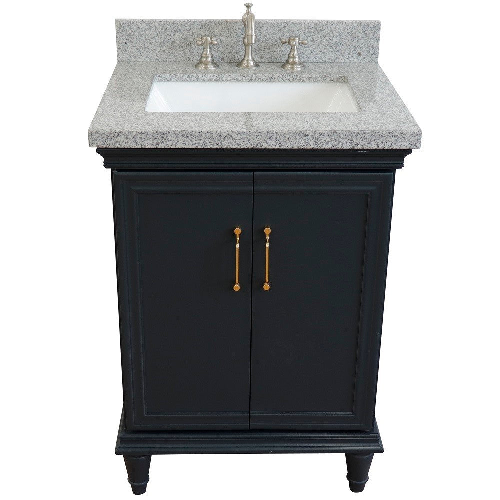 Bellaterra Forli 25" Wood Dark Gray Single Vanity, Gray Granite Counter Top, Rectangle Sink 400800-25-DG-GYR