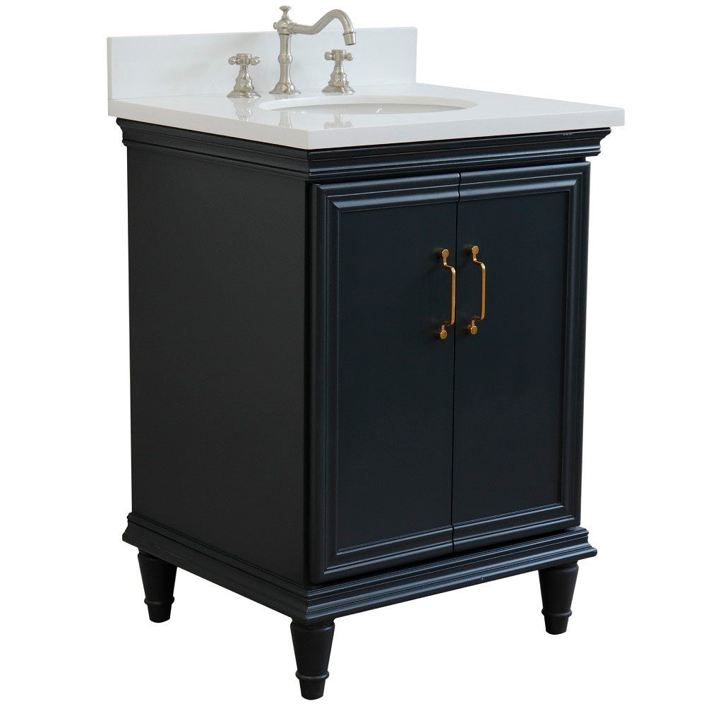 Bellaterra 25" Wood Single Vanity w/ Counter Top and Sink 400800-25-DG-WEO (Dark Gray)