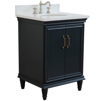 Bellaterra 25" Wood Single Vanity w/ Counter Top and Sink 400800-25-DG-WEO (Dark Gray)