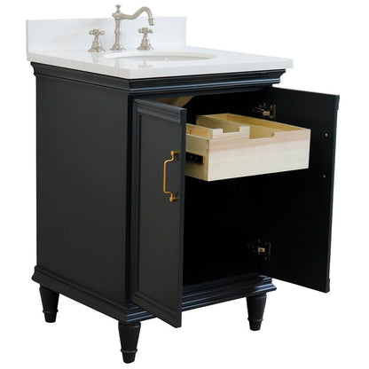 Bellaterra 25" Wood Single Vanity w/ Counter Top and Sink 400800-25-DG-WEO (Dark Gray)