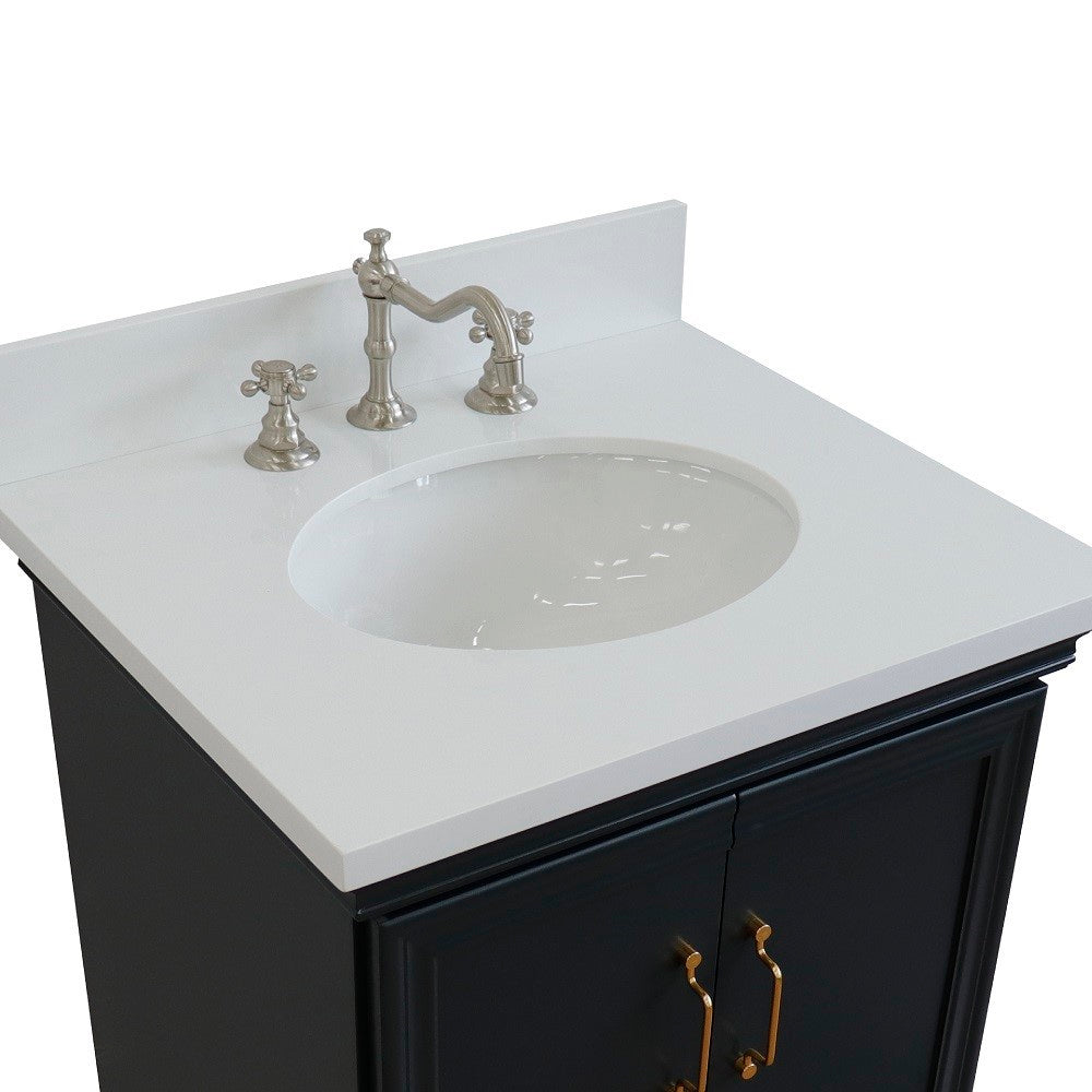 Bellaterra 25" Wood Single Vanity w/ Counter Top and Sink 400800-25-DG-WEO (Dark Gray)