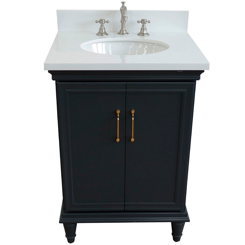 Bellaterra 25" Wood Single Vanity w/ Counter Top and Sink 400800-25-DG-WEO (Dark Gray)