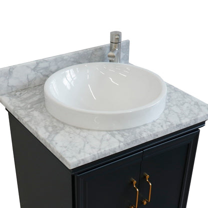 Bellaterra Forli 25" Wood Dark Gray Single Vanity,  White Cararra Marble Counter Top, Sink 400800-25-DG-WM