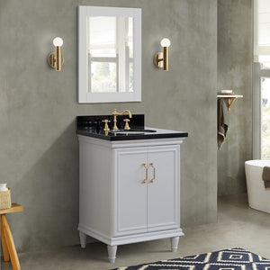 Bellaterra Forli 25" Wood White Single Vanity, Black Galaxy Counter Top, Oval Sink 400800-25-WH-BGO