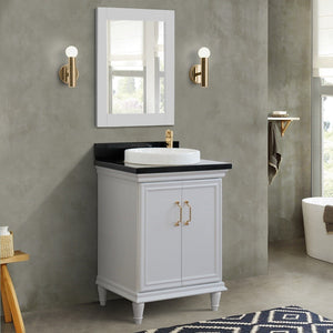 Bellaterra Forli 25" Wood White Single Vanity, Black Galaxy Counter Top, Round Sink 400800-25-WH-BGRD