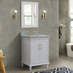 Bellaterra Forli 25" Wood White Single Vanity, Gray Granite Counter Top, Oval Sink 400800-25-WH-GYO