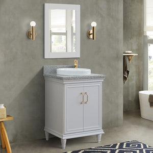 Bellaterra Forli 25" Wood White Single Vanity, Gray Granite Counter Top, Round Sink 400800-25-WH-GYRD