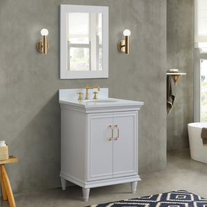 Bellaterra Forli 25" Wood White Single Vanity, White Quartz Counter Top, Oval Sink 400800-25-WH-WEO 