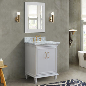 Bellaterra Forli 25" Wood White Single Vanity, White Carrara Marble Counter Top, Oval Sink 400800-25-WH-WMO
