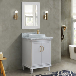 Bellaterra Forli 25" Wood White Single Vanity, Gray Granite Counter Top, Sink 400800-25-WH-GY