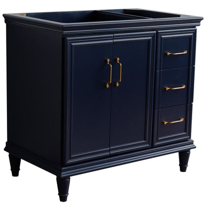 Bellaterra 400800-36L-R 36" Single Vanity - Cabinet Only - Blue / Left Door, Front