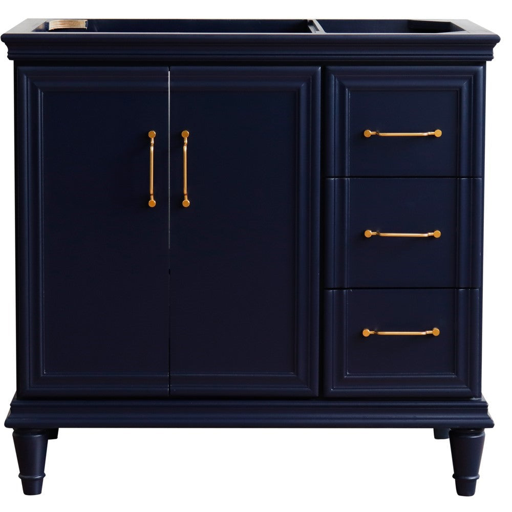 Bellaterra 400800-36L-R 36" Single Vanity - Cabinet Only - Blue / Left Door, Front