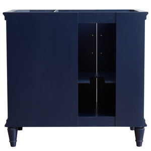 Bellaterra 400800-36L-R 36" Single Vanity - Cabinet Only - Blue / Left Door, Back Side