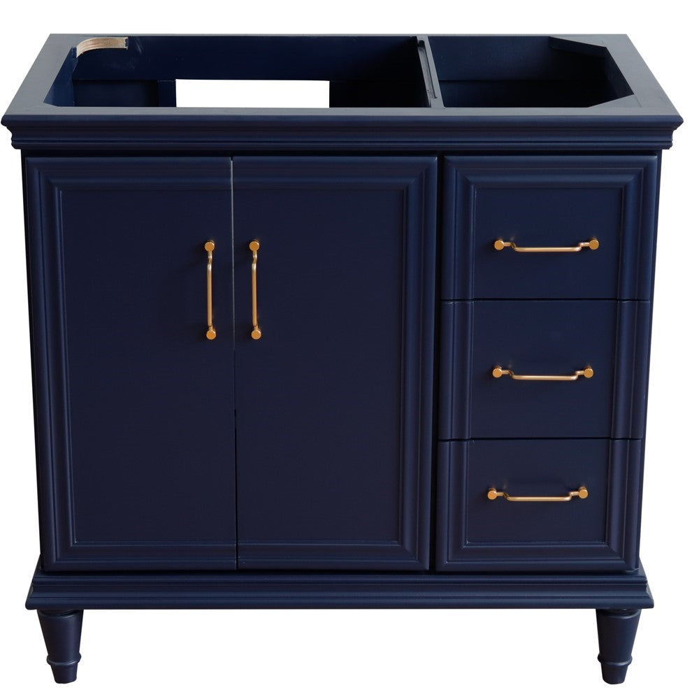 Bellaterra 400800-36L-R 36" Single Vanity - Cabinet Only - Blue / Left Door, Front