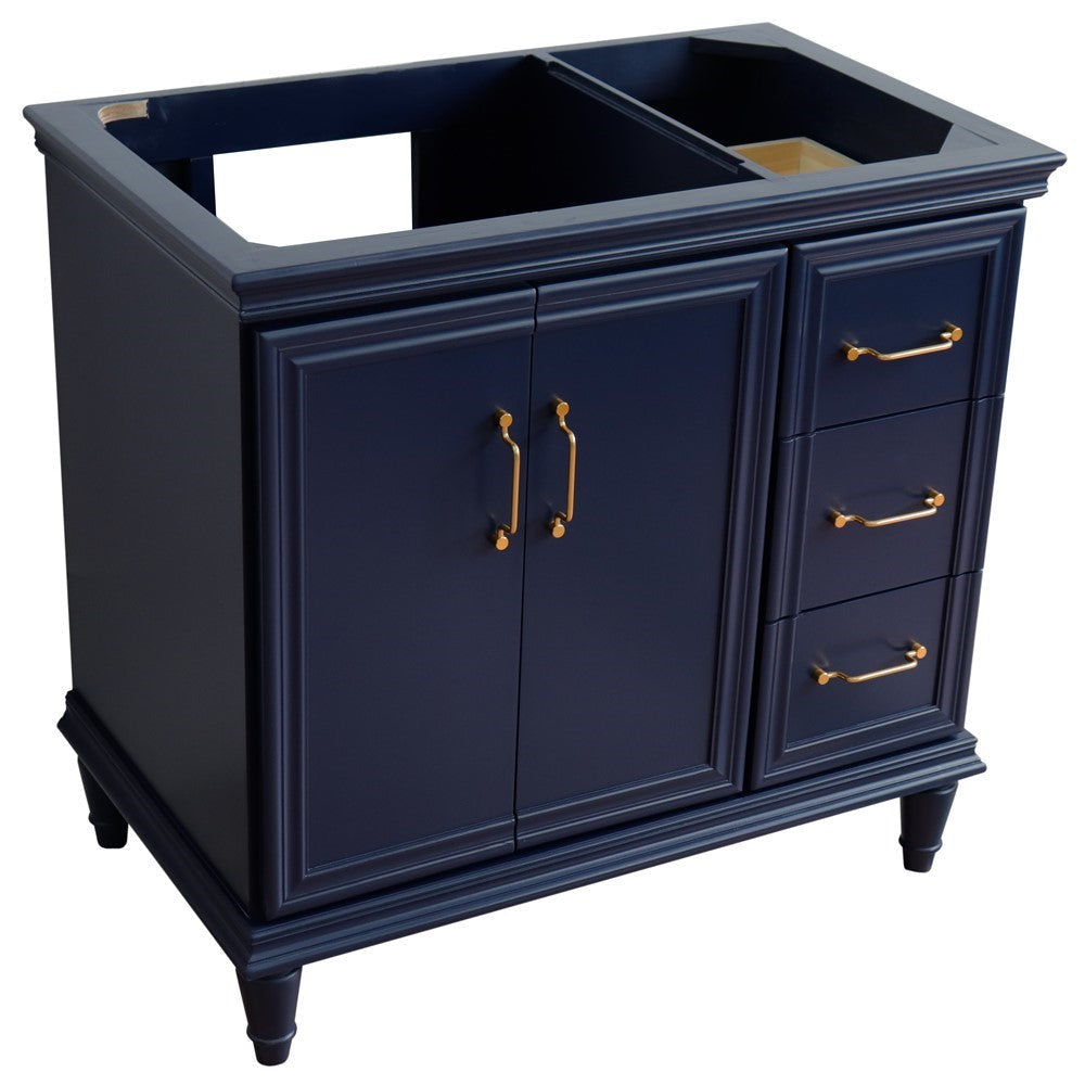 Bellaterra 400800-36L-R 36" Single Vanity - Cabinet Only - Blue / Left Door, Front