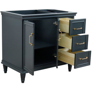 Bellaterra 400800-36L-R 36" Single Vanity - Cabinet Only - Dark Gray / Left Door, Open Doors and Drawers