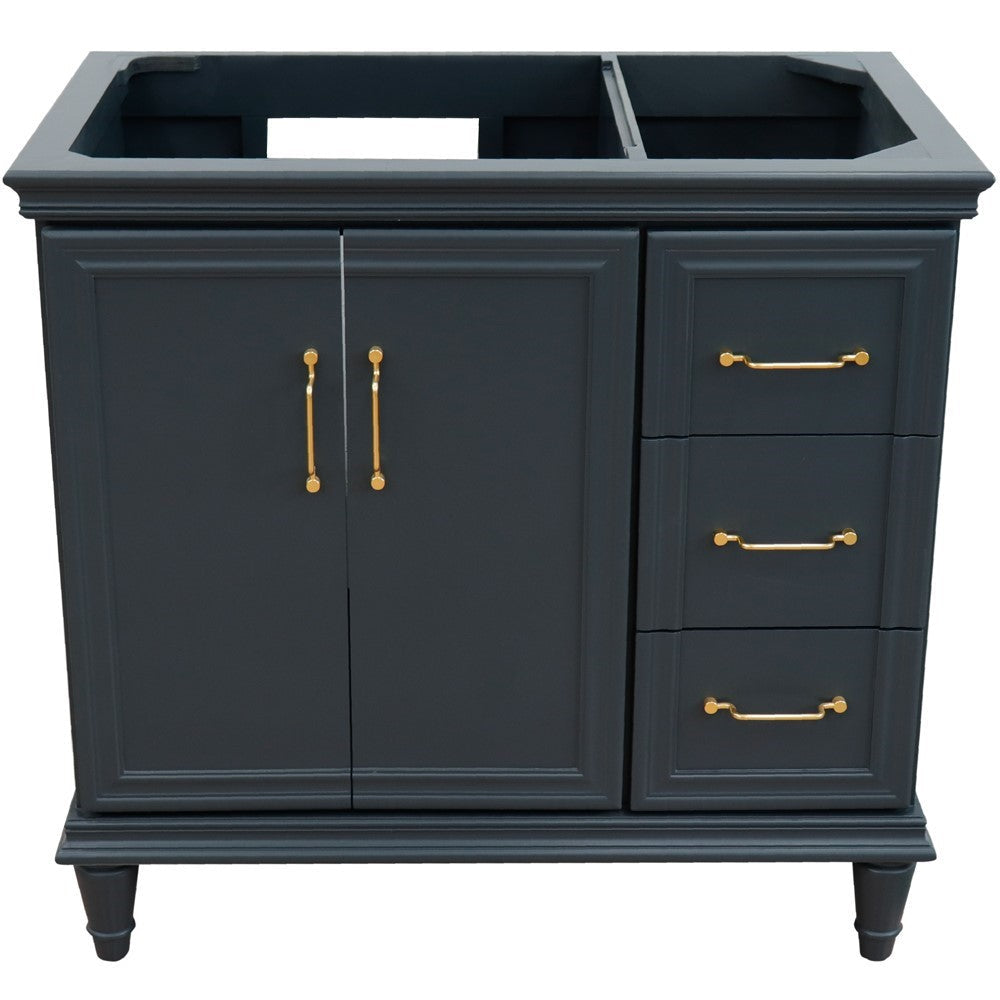 Bellaterra 400800-36L-R 36" Single Vanity - Cabinet Only - Dark Gray / Left Door, Front Side