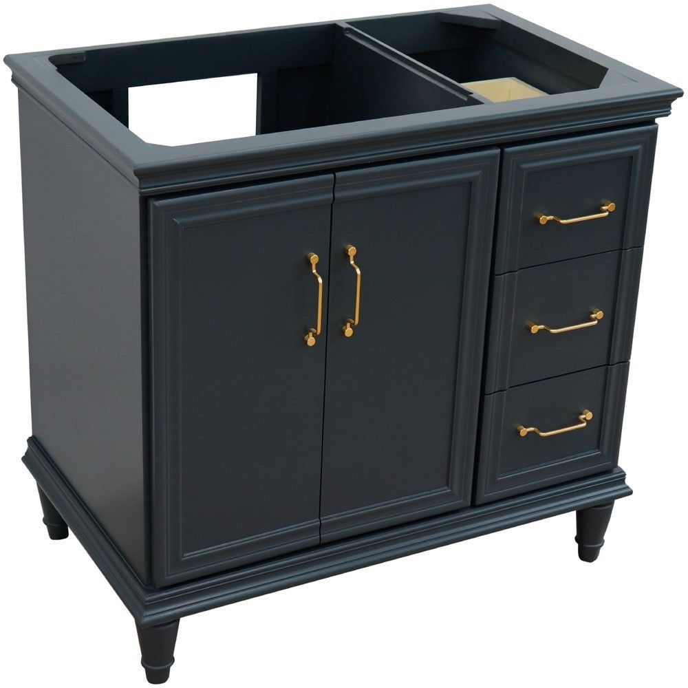 Bellaterra 400800-36L-R 36" Single Vanity - Cabinet Only - Dark Gray / Left Door, Front Top 