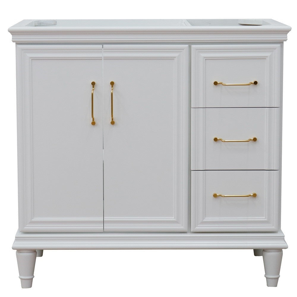 Bellaterra 400800-36L-R 36" Single Vanity - Cabinet Only - White / Left Door, Front