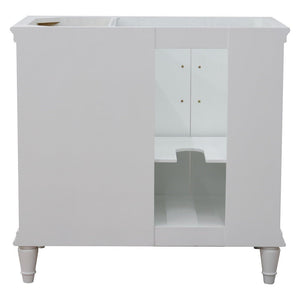 Bellaterra 400800-36L-R 36" Single Vanity - Cabinet Only - White / Left Door, Backside View