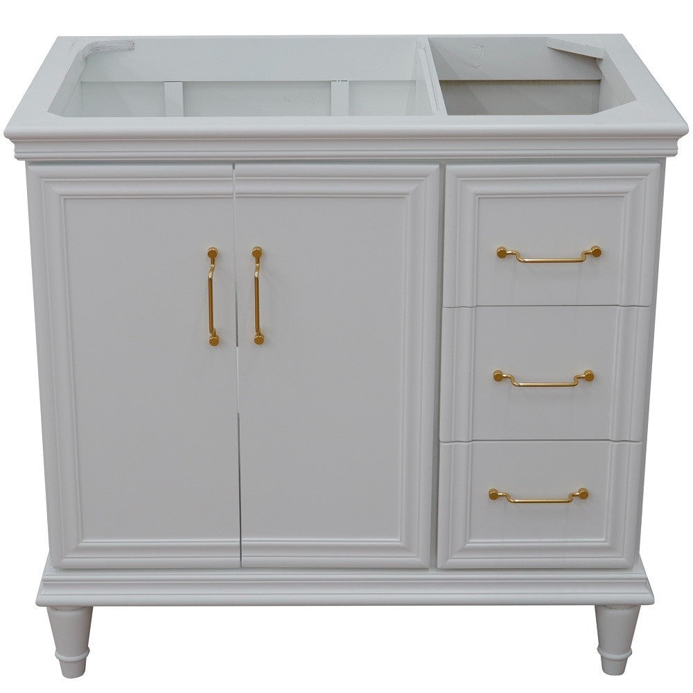 Bellaterra 400800-36L-R 36" Single Vanity - Cabinet Only - White / Left Door, Front Side