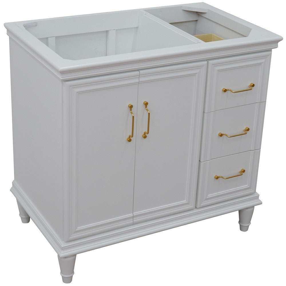 Bellaterra 400800-36L-R 36" Single Vanity - Cabinet Only - White / Left Door, Front Top Side